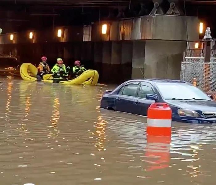 car stuck in flood 